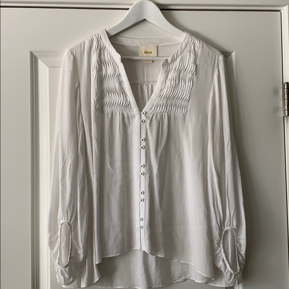 Maeve Tops - Maeve White Blouse with gathered detailing SZ 10